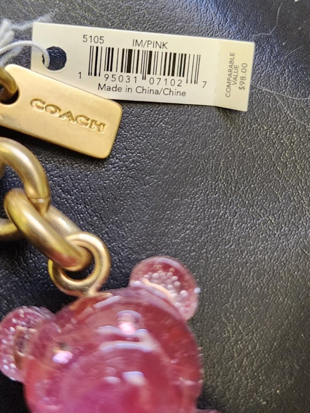 Coach Pink Glitter Resin Bear Handbag Charm / Keychain - Picture 3 of 7
